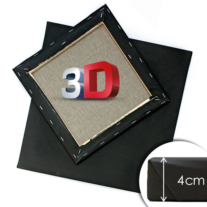 3D Bespannter Keilrahmen mit schwarzer Grundierung - 20 x 20 cm
