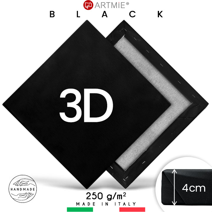 3D Bespannter Keilrahmen mit schwarzer Grundierung - 30 x 30 cm