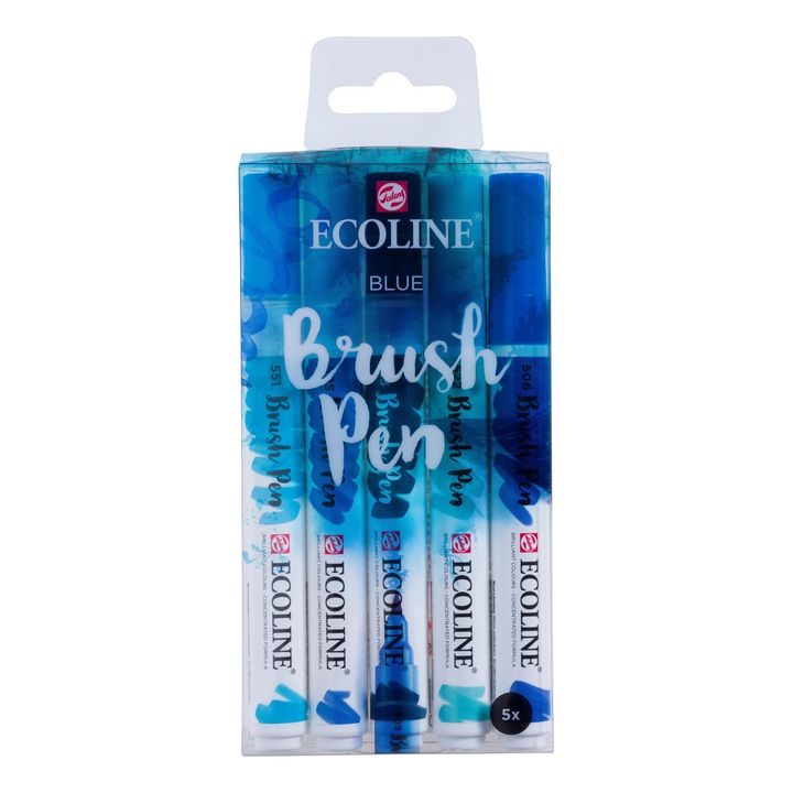 Aquarellstifte Ecoline Brush Pen Blue | 5er Set
