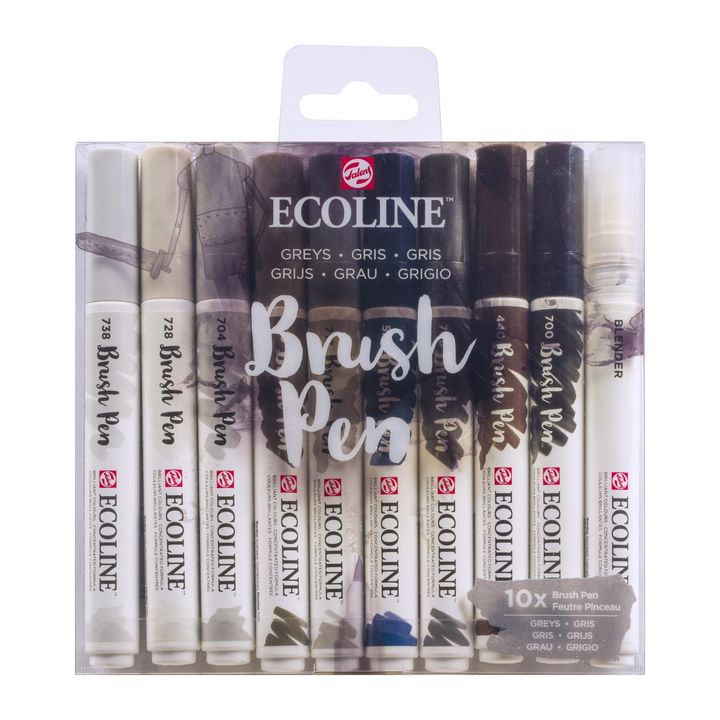 Aquarellstifte Ecoline Brush Pen Greys | 10er Set