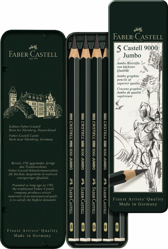Castell 9000 Jumbo Bleistift, 5Er Metalletui