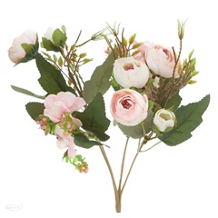 Blumenstrauß aus künstlichen Kamelien Pulver rosa 29 cm