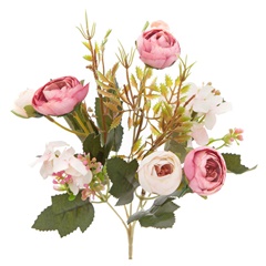 Blumenstrauß aus künstlichen Kamelien rosa 29 cm