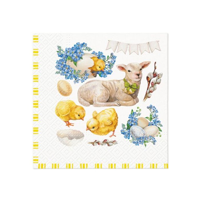Decoupage-Servietten - Easter lamb frame  - 1Stück