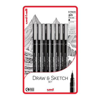 Set UNI PIN fineliner marker Draw and Sketch 8 Stück
