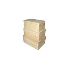 Holzkisten-Set mit Deckel zum Dekorieren (3-tlg.)