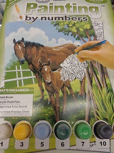 Malen-nach-Zahlen-Set - Pferd und Fohlen A4