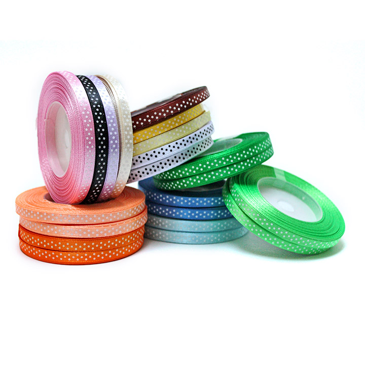 Satinband mit Punkten 6 mm - Farbe auswählen