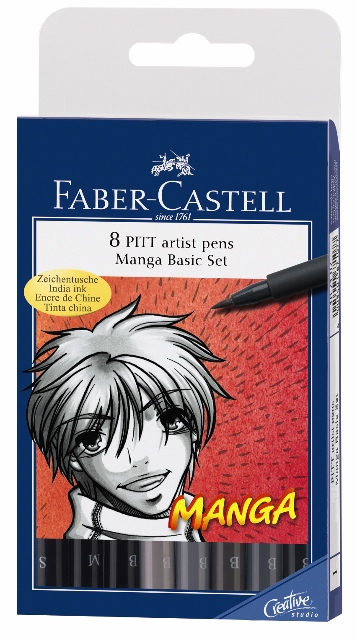 Pitt Artist Pen Tuschestift, 8Er Etui, Manga Basic Set