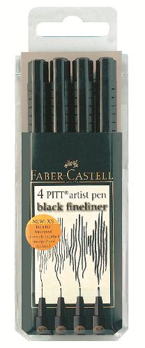 Pitt Artist Pen Tuschestift, 4Er Etui, Schwarz