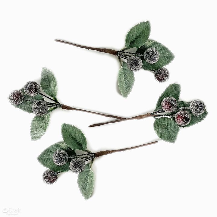 3D-Dekorationszweige mit braunen Beeren (4 Stück)