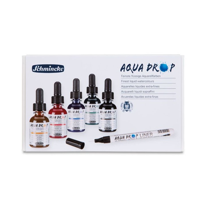 Aquarellfarben Schmincke AQUA DROP - Set 5 x 30 ml + Liner