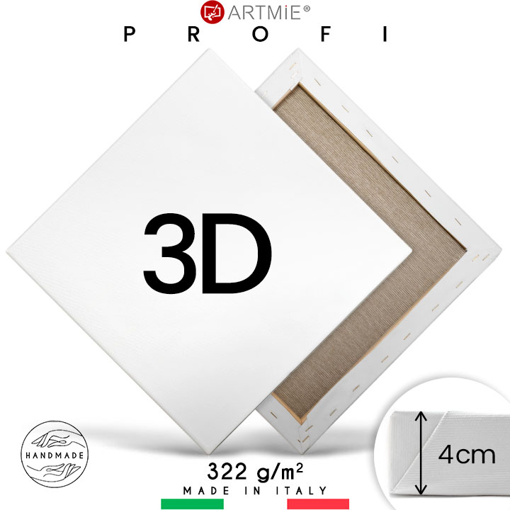 3D Künstlerleinwand auf Keilrahmen ARTMiE PROFI –  3,8 cm Rahmenstärke | verschiedene Größen