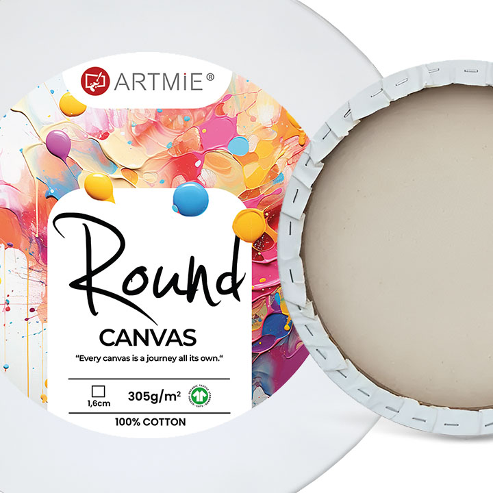 ARTMIE rundes Gemälde Leinwand auf Rahmen | 10 cm