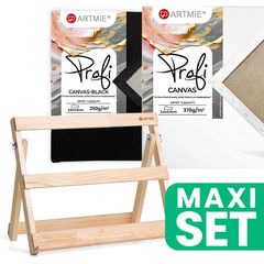 ARTMIE Tischstaffelei-Set mit schwarzer und weißer PROFI-Leinwand 40x30 cm