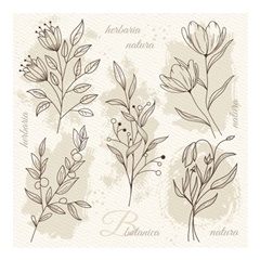 Beige Blumen Illustration Decoupage Servietten