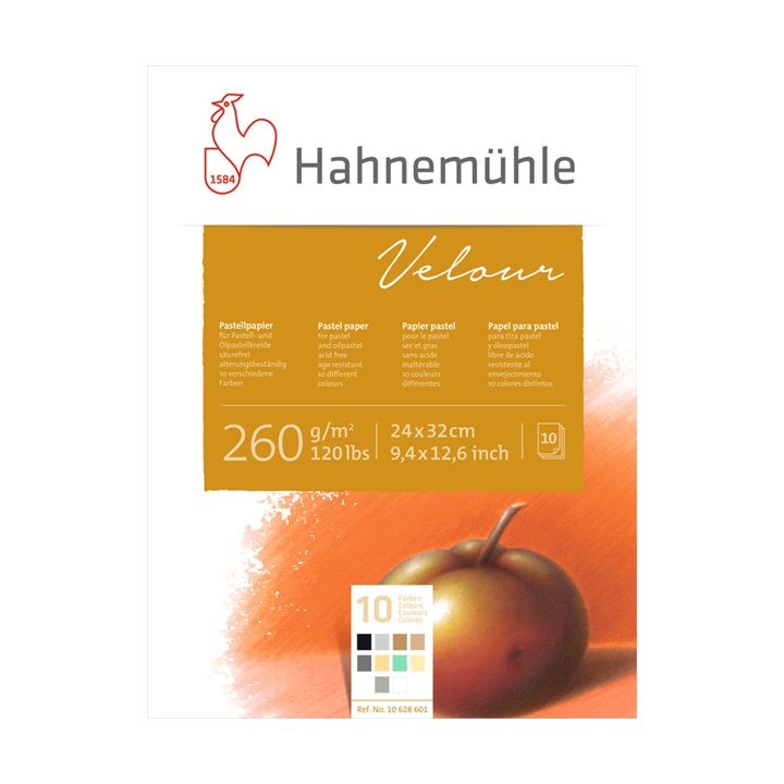Block mit farbigen Papieren für Pastellkreide HAHNEMÜHLE VELOUR | 24x32cm