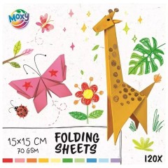 Bunte Falzbögen 15×15 cm - 120 Blatt - 70 GSM