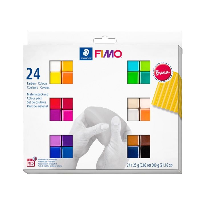 FIMO Soft Polymer Clay Set Grundfarben 24x25g