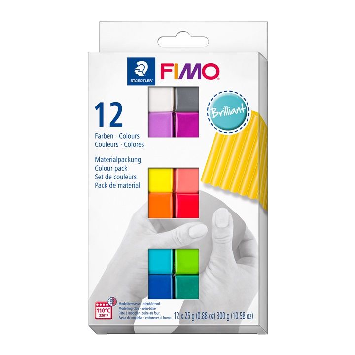 FIMO Soft Polymer Clay Set, leuchtende Farben 12x25g