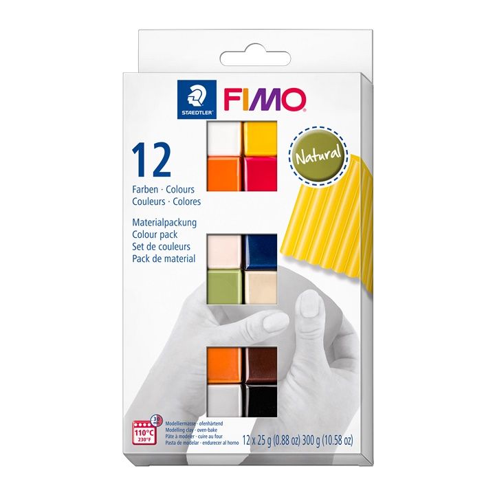 FIMO Soft Polymer Clay Set, Naturfarben 12x25g