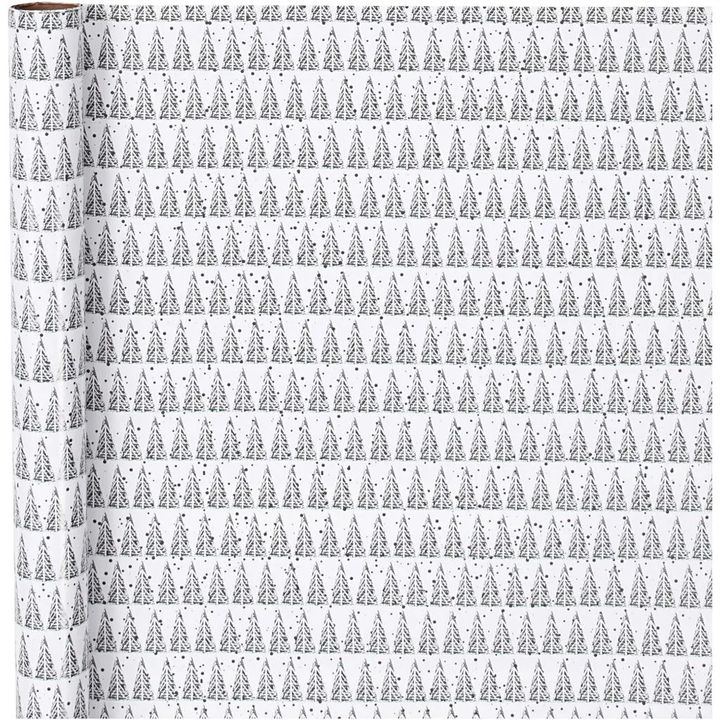 Geschenkpapier | Grüner weißer Tannenbaum 70 cm x 4 m