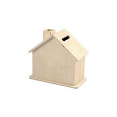 Hölzerne Spardose in Form eines Hauses
