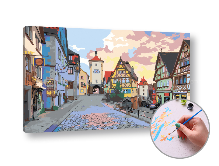 Malen nach Zahlen A BORING STREET - mittlerer Schwierigkeitsgrad | 60x40 cm - stretched canvas on the frame | 60x40 cm - stretched canvas on the frame