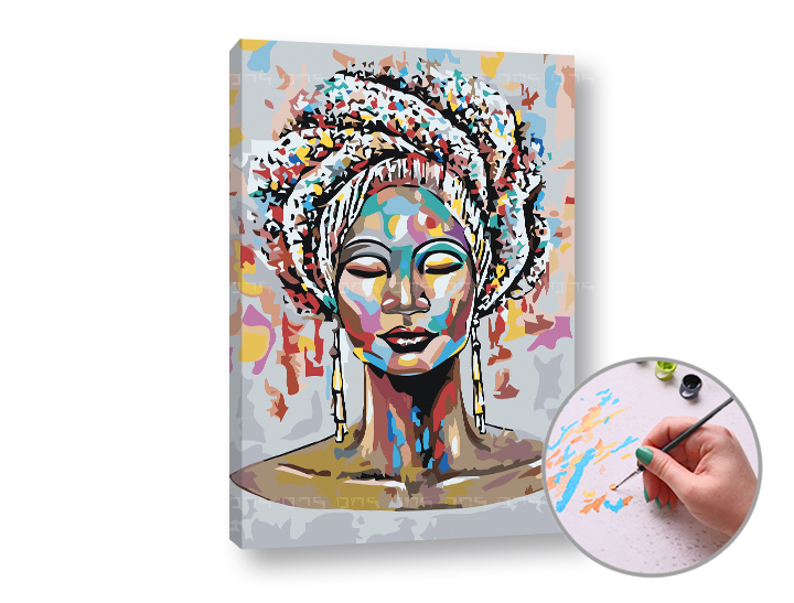 Malen nach Zahlen AFRIKA - niedriger Schwierigkeitsgrad | 60x40 cm - stretched canvas on the frame | 60x40 cm - stretched canvas on the frame