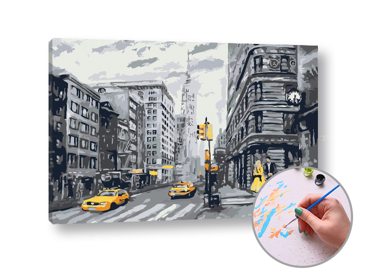 Malen nach Zahlen CITY LIFE - mittlerer Schwierigkeitsgrad | 60x40 cm - stretched canvas on the frame | 60x40 cm - stretched canvas on the frame