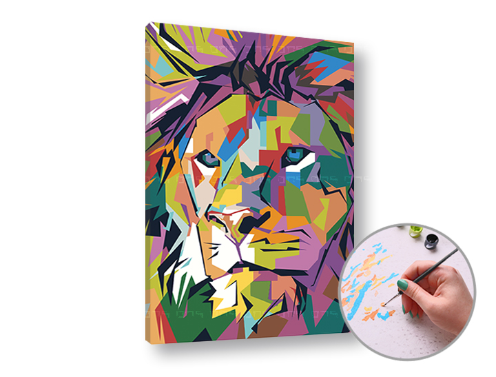 Malen nach Zahlen COLOUR LION - niedriger Schwierigkeitsgrad | 40x60 cm - stretched canvas on frame | 40x60 cm - stretched canvas on frame