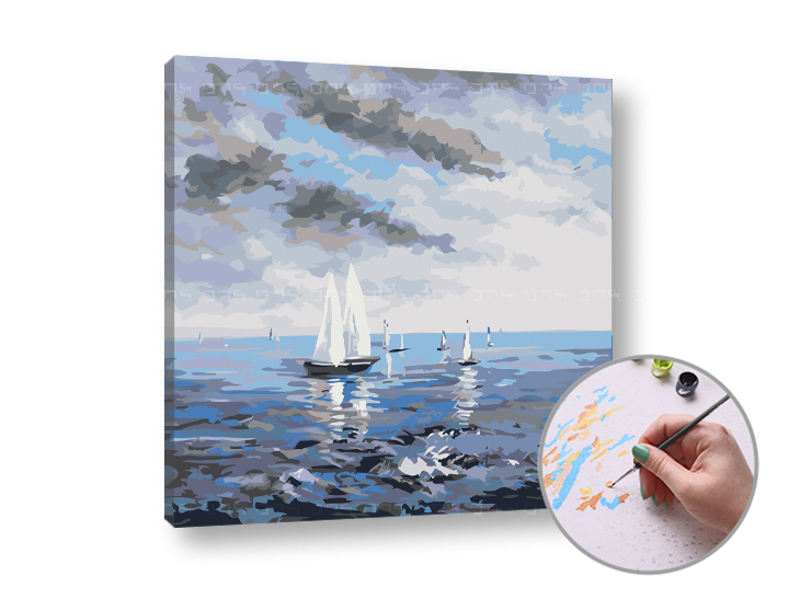 Malen nach Zahlen DIVORCED MORE - niedriger Schwierigkeitsgrad | 50x50 cm - stretched canvas on the frame | 50x50 cm - stretched canvas on the frame