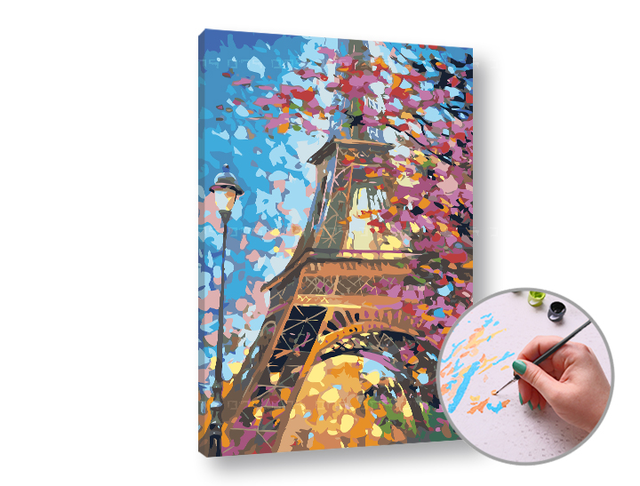 Malen nach Zahlen EIFFEL TOWER - hoher Schwierigkeitsgrad | 60x40 cm - stretched canvas on the frame | 60x40 cm - stretched canvas on the frame