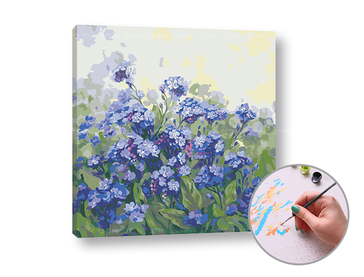 Malen nach Zahlen FIAL FLOWERS - hoher Schwierigkeitsgrad | 50x50 cm - stretched canvas on the frame | 50x50 cm - stretched canvas on the frame