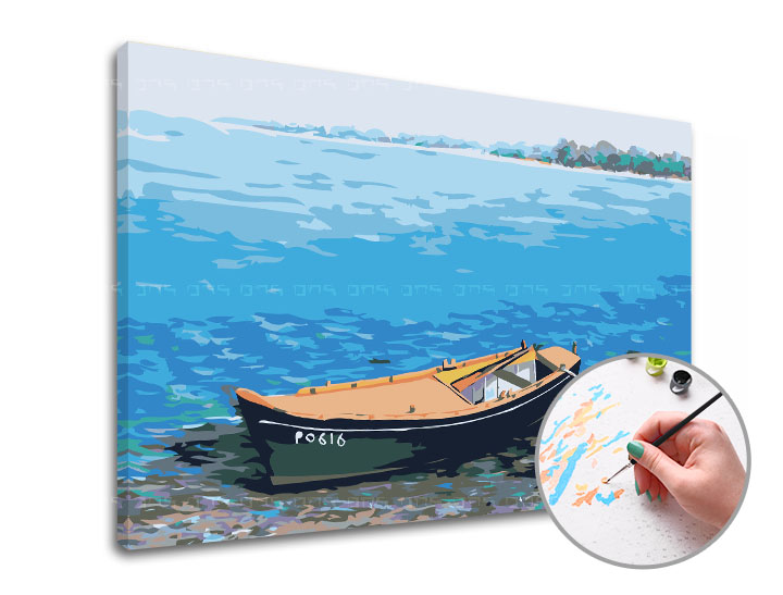 Malen nach Zahlen FISCHEREI-ARTIKEL - niedriger Schwierigkeitsgrad | 40x60 cm - stretched canvas on frame | 40x60 cm - stretched canvas on frame