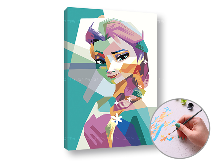 Malen nach Zahlen FROZEN ELSA - niedriger Schwierigkeitsgrad | 40x60 cm - stretched canvas on frame | 40x60 cm - stretched canvas on frame