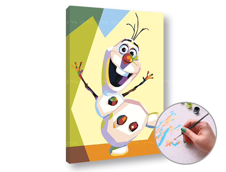 Malen nach Zahlen FROZEN OLAF - niedriger Schwierigkeitsgrad | 40x60 cm - stretched canvas on frame | 40x60 cm - stretched canvas on frame