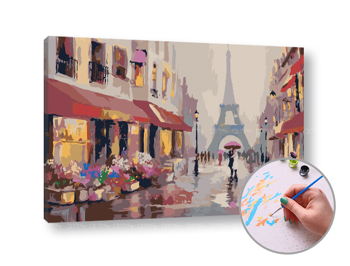 Malen nach Zahlen GIFT IN PARIS - niedriger Schwierigkeitsgrad | 60x40 cm - without frame | 60x40 cm - without frame