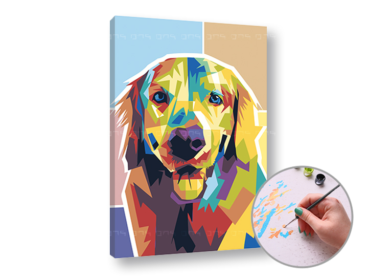 Malen nach Zahlen GOLDEN RETRIEVER - niedriger Schwierigkeitsgrad | 40x60 cm - stretched canvas on frame | 40x60 cm - stretched canvas on frame