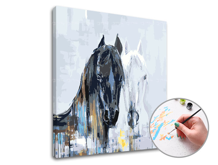 Malen nach Zahlen HORSE MAJESTY - niedriger Schwierigkeitsgrad | 50x50 cm - stretched canvas on the frame | 50x50 cm - stretched canvas on the frame