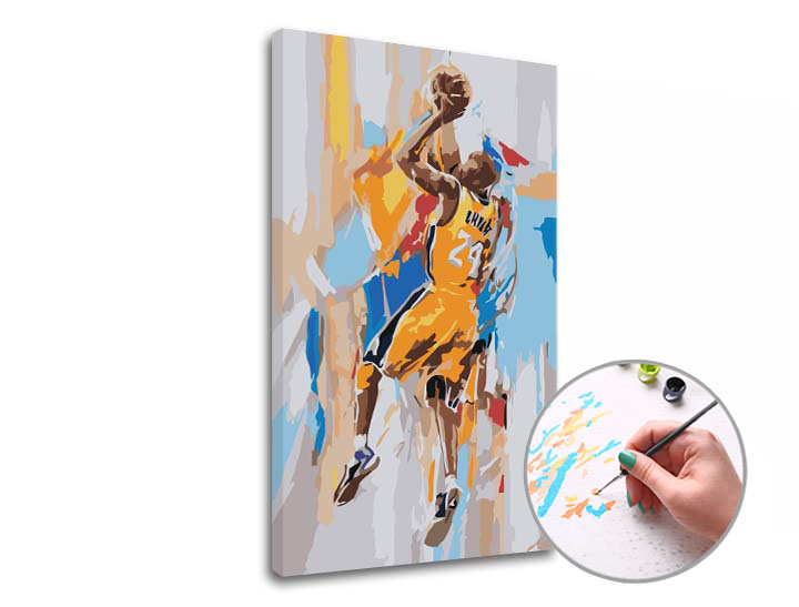 Malen nach Zahlen KOBE BRYANT 24 - niedriger Schwierigkeitsgrad | on the frame | on the frame