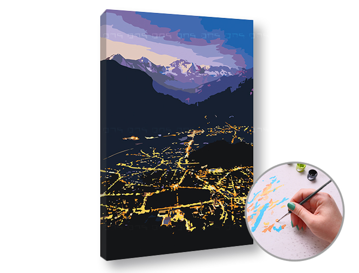 Malen nach Zahlen NIGHT CITY - niedriger Schwierigkeitsgrad | 40x60 cm - stretched canvas on frame | 40x60 cm - stretched canvas on frame