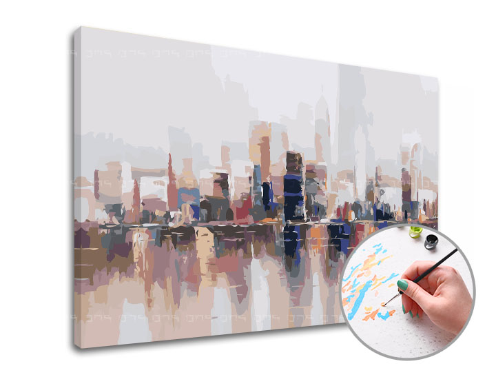Malen nach Zahlen PANORAMA CITY - niedriger Schwierigkeitsgrad | 40x60 cm - stretched canvas on frame | 40x60 cm - stretched canvas on frame