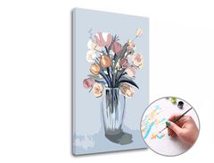 Malen nach Zahlen ROSAFARBENER STRAUSS IN EINER VASE