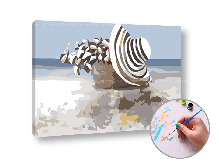 Malen nach Zahlen REST ON THE BEACH - niedriger Schwierigkeitsgrad | 60x40 cm - stretched canvas on the frame | 60x40 cm - stretched canvas on the frame