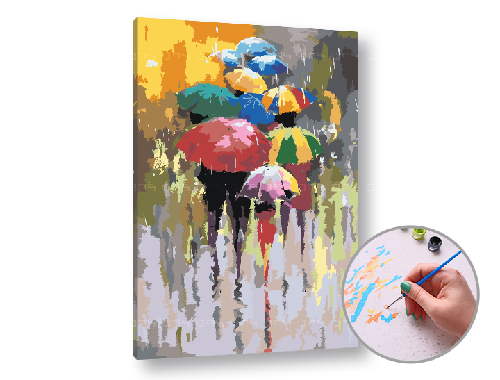 Malen nach Zahlen SUMMER RAIN - niedriger Schwierigkeitsgrad | 60x40 cm - stretched canvas on the frame | 60x40 cm - stretched canvas on the frame