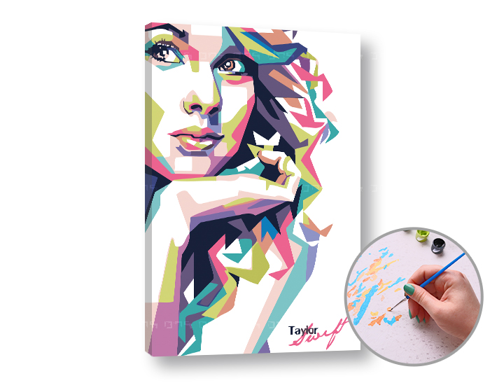 Malen nach Zahlen TAYLOR SWIFT - niedriger Schwierigkeitsgrad | 60x40 cm - stretched canvas on the frame | 60x40 cm - stretched canvas on the frame