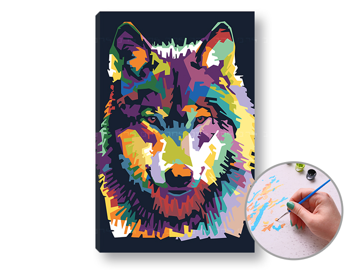 Malen nach Zahlen THE WOLF'S VIEW - niedriger Schwierigkeitsgrad | 60x40 cm - stretched canvas on the frame | 60x40 cm - stretched canvas on the frame