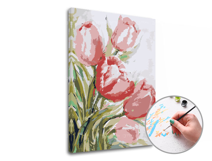 Malen nach Zahlen TULIPANES - niedriger Schwierigkeitsgrad | 60x90 cm - stretched canvas on frame | 60x90 cm - stretched canvas on frame