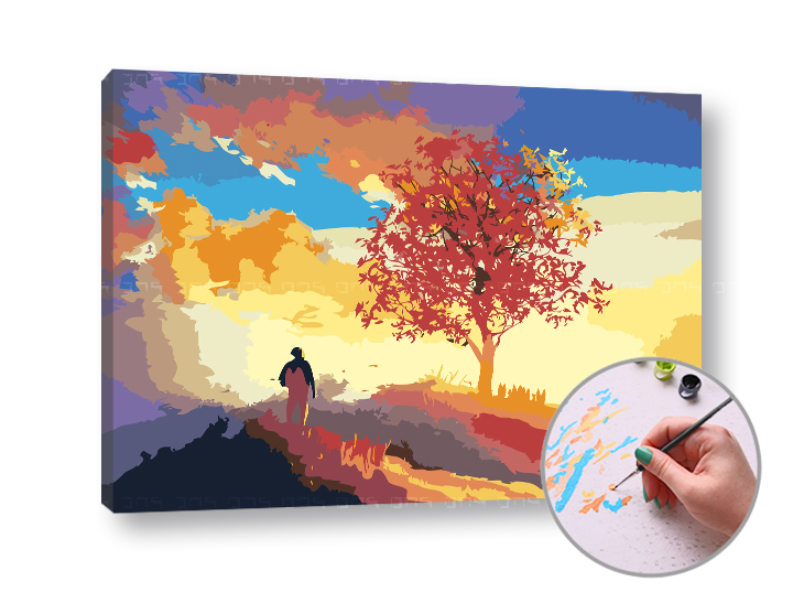 Malen nach Zahlen UNDER THE TREE - niedriger Schwierigkeitsgrad | 60x40 cm - stretched canvas on the frame | 60x40 cm - stretched canvas on the frame